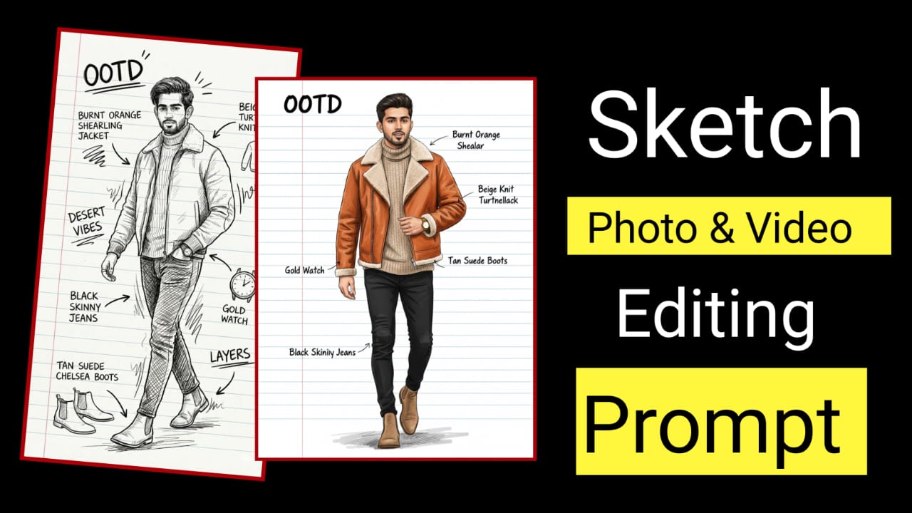 Gemini Notebook Fashion Sketch Photo Editing Prompts