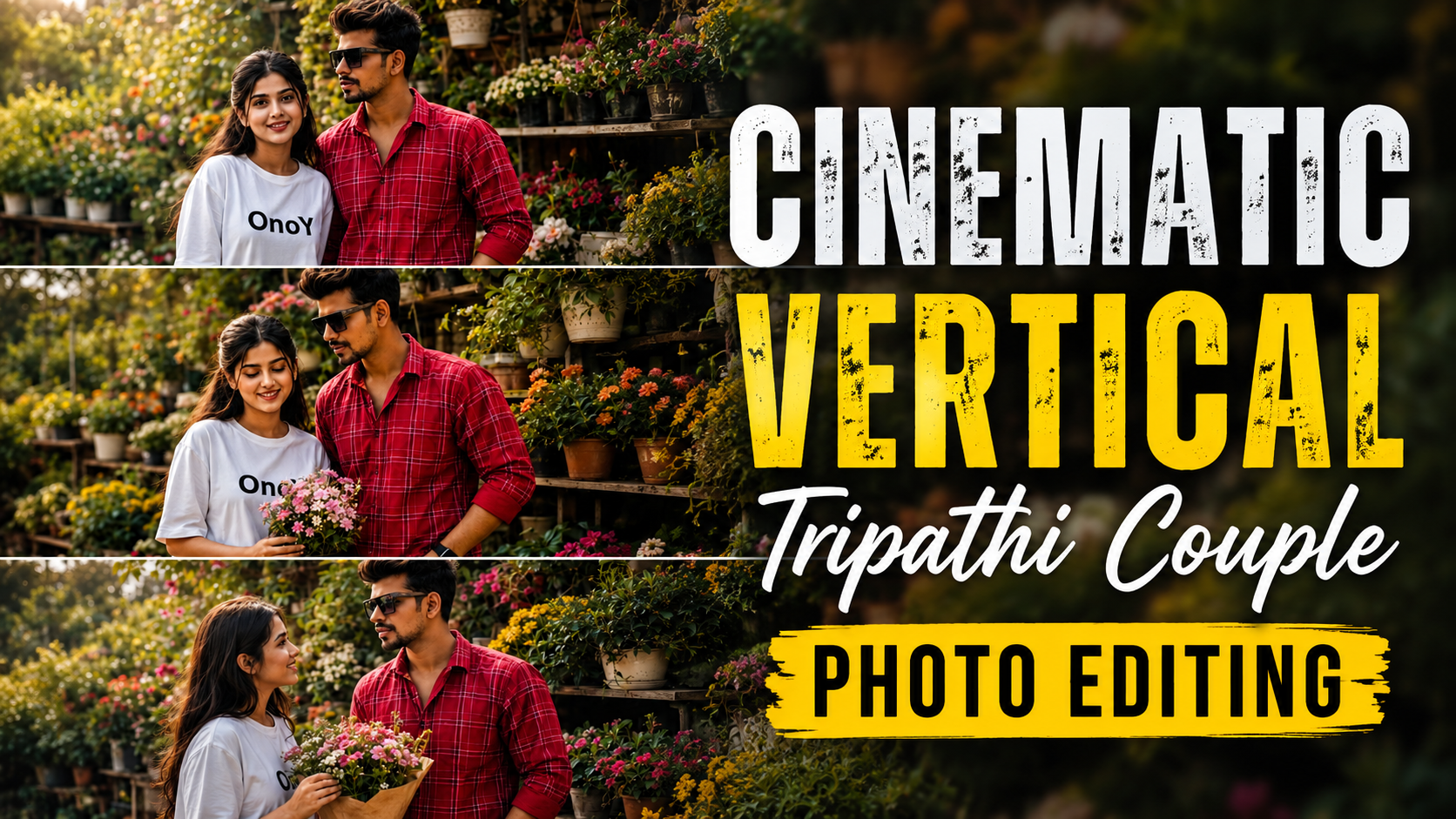 Vertical Triptych Collage Couple AI Photo Editing Prompt 2026
