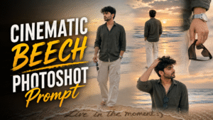 Cinematic Beech Photoshoot Collage Trending Prompt