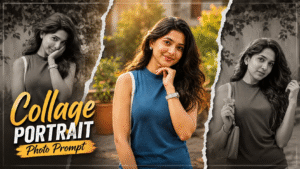 Stylish Collage Portrait Photo Editing Prompt 2026