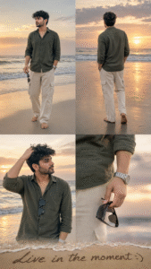 Cinematic Beech Photoshoot Collage Trending Prompt 